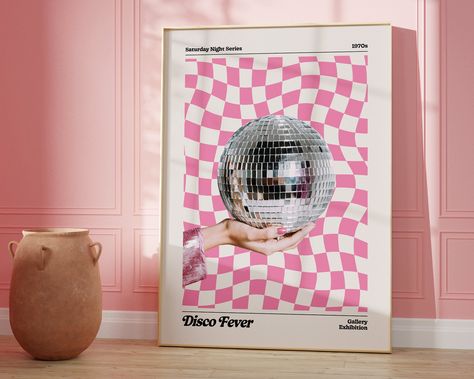 Wall Decor Y2k, Y2k Wall Art, Disco Poster, Disco Ball Print, Disco Print, Collage Mural, Disco Theme, Retro Wall Decor, Vintage Poster Art