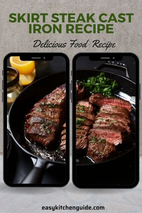 Cast Iron Skirt Steak, Skirt Steak Recipe, Healthy Steak Recipes, Marinated Skirt Steak, Skirt Steak Recipes, Cut Recipe, Kitchen Guide, Game Recipes, Meat Recipe