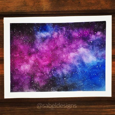 The Universe Painting, Universe Painting Ideas, Universe Painting Galaxies, Universe Watercolor Painting, Universe Painting Acrylic, Painting Of Galaxy, Galaxy Painting Watercolor, Galaxy Watercolor Painting, Universe Watercolor