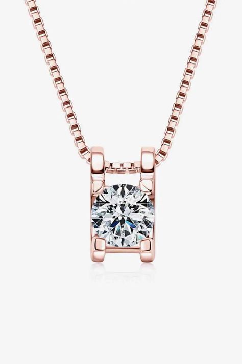 Diamond Moissanite Necklace 925 Sterling Silver - BodyCouturee&Co Stone Properties, Moissanite Necklace, Moissanite Jewelry, Silver 925 Necklace, Stone Pendant Necklace, Rose Gold Necklace, Girls Jewelry, Sterling Silver Necklace, Stone Pendants