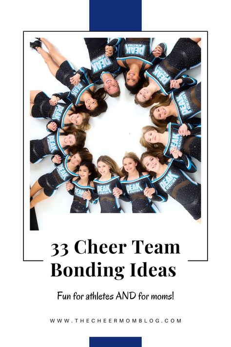 Are you a cheer mom who is always looking for creative ways to get your team together outside of practice? Check out this list of fun and creative ideas to help your cheerleaders grow in their friendship with each other. Cheer Lock In Ideas, You Made The Team Ideas For Cheerleaders, Cheer Welcome To The Team, Team Mom Cheerleading, Cheer Team Announcement Ideas, Team Building Cheerleading, Fun Games For Cheer Practice, Cheerleading Team Building Activities, Cheerleading Bonding Activities