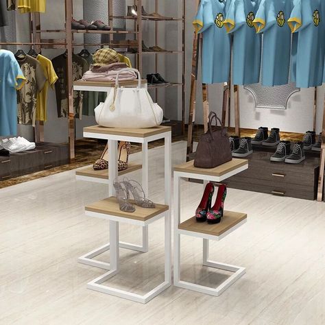 Lilladisplay high and low 3 sizes height metal handbag and shoes display stand LL-HL201901B Bag Stand Display, Handbag Display Ideas, Bag Store Display, Handbag Stand, Clothing Boutique Interior, Retail Store Layout, Standing Planter, Shoes Display, Purse Display