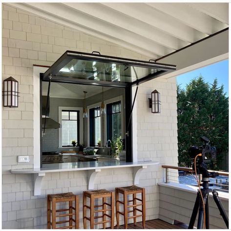 Gas Strut Awning Window USA Latest Window Designs, Gas Strut Window, Kitchen Window Bar, Pass Through Window, Window Glass Design, House Window Design, Window Bars, Outside Bars, Window Awnings