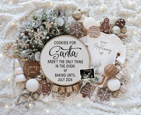 Yay, Your having a baby! We are so happy for you!  Share the news of your pregnancy with friends and family  with our Cookies for Santa Pregnancy Announcement. It is the perfect gender neutral announcement! This editable template allows you customize and download your announcement instantly! Use this pregnancy reveal to share on all social media platforms, text, email or print it out to share.  This Edit-Your-Self digital pregnancy announcement allows you to have your announcement with in minute Cookie Baby Announcement, Holiday Pregnancy Announcement, Pregnancy Announcement Social Media, Baby Announcement Digital, Christmas Baby Announcement, December Baby, Digital Announcement, Christmas Pregnancy Announcement, Christmas Pregnancy