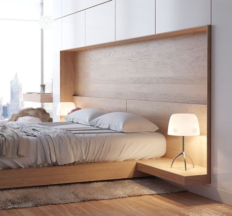 Bedroom Design Idea - Combine Your Bed And Side Table Into One Modern Bedside Table Design, Japandi Bedroom, Women Bedroom, Bedside Table Design, Bed Design Modern, Table Designs, Bedroom Bed Design, Headboard Designs, Table Table