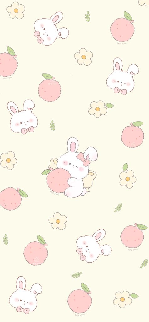 All credits to the original artists. Pink Wallpaper Kawaii, Duck Wallpaper, Wallpaper Wa, Cute Mobile Wallpapers, Vintage Flowers Wallpaper, Karakter Disney, Abstract Wallpaper Design, Bunny Wallpaper, Cute Desktop Wallpaper