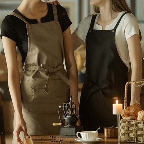 Online Shop Khaki Canvas Black Denim Apron Barista Bartender Baker Catering Uniform Restaurant Bistro Waiter Waitress Florist Work Wear D47 | Aliexpress Mobile Apron Uniform, Catering Uniform, Apron Barista, Waitress Outfit, Cafe Uniform, Barista Training, Cafe Barista, Cafe Apron, Waitress Apron