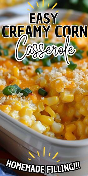 Easy Creamy Corn Casserole Corn Mix Recipes, Easy Creamy Corn Casserole, Corn Casserole With Green Chilis, Frozen Corn Recipes Side Dishes, Recipes With Cream Corn, Corn Bake Casserole, Frozen Corn Casserole, Healthy Corn Casserole, Crock Pot Corn Casserole