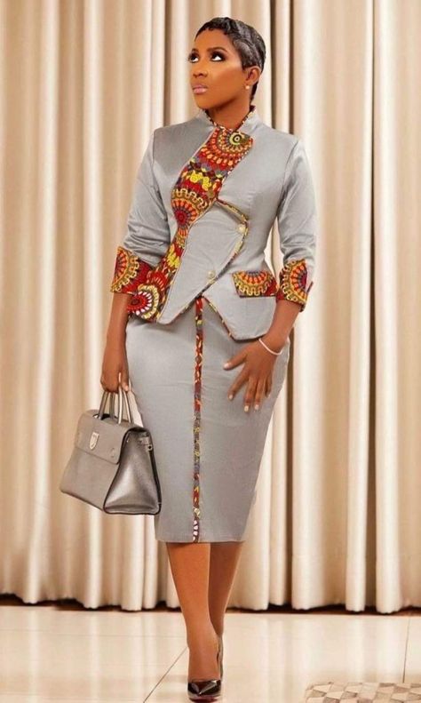 Skirt Suits For Women Classy Chic, Senator Dress For Ladies, Ankara Fashion Dresses Classy Beautiful, Styles Ankara, Corporate Dress, Short African Dresses, Ankara Gown, Ankara Gown Styles, Afrikaanse Mode