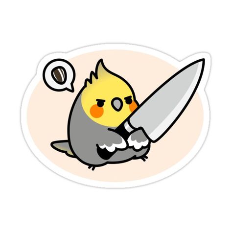 Decorate laptops, Hydro Flasks, cars and more with removable kiss-cut, vinyl decal stickers. Glossy, matte, and transparent options in various sizes. Super durable and water-resistant. Mess with the 'tiel, you get the steel. Cockatiel Drawing Cute, Cute Animals With Knives Drawings, Dessin Cute Aesthetic, Animals With Knives, Cockatiel Tattoo, Cute Bird Drawing, Knife Sticker, Cute Animal Drawings Kawaii, Cute Doodles Drawings