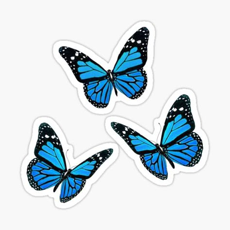 Blue Butterfly Design, Butterfly Stickers Free Printable, Aesthetic Stickers Blue, Monarch Butterfly Aesthetic, Blue Butterfly Sticker, Blue Monarch Butterfly, Butterflies Blue, Blue Stickers, Butterflies Design