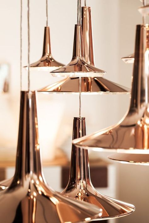 Copper Pendant Lamp, Tom Dixon, Luminaire Design, Copper Pendant, The Ceiling, Pendant Lamps, Suspension Lamp, Home Design Decor, Lighting Inspiration