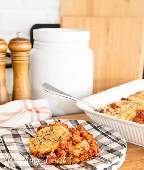 This Weight Watcher friendly sloppy joe casserole with biscuits has become a family favorite! It serves 8, is literally bursting with flavor and calculates to be only 2 points per serving on the Weight Watchers Purple plan. #sloppyjoecasserolewithbiscuits #weightwatcherfriendlymeals #weightwatchersloppyjoecasserole #weightwatchercasseroles #weightwatcherpurpleplanrecipes Weight Watchers Sloppy Joes, Sloppy Joes Biscuits, Casserole With Biscuits, Sloppy Joe Casserole, Sugar Free Ketchup, Sloppy Joe, Sloppy Joes, Ww Recipes, Side Recipes