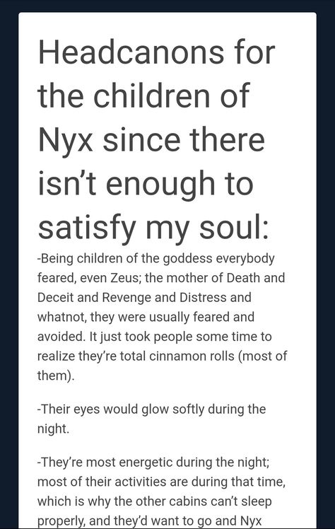 Children Of Nyx Headcanons, Nyx Percy Jackson, Children Of Hades Headcanons, Daughter Of Nyx Aesthetic, Children Of Nyx Aesthetic, Nyx Cabin Pjo, Child Of Nyx Aesthetic, Children Of Greek Gods, Pjo Cabin Headcanons