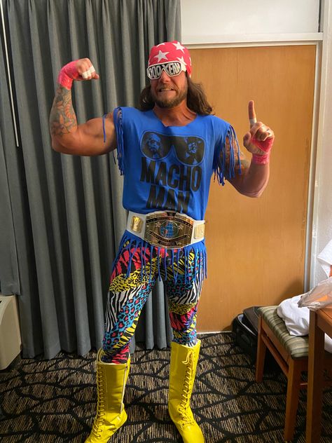 #machoman John Cena Halloween Costume, Diy Wrestling Costumes, 80s Wrestlers Costume, Pro Wrestler Costume, Wwe Wrestlers Costumes, Wwe Halloween Costumes, Wrestling Halloween Costumes, Macho Man Randy Savage Costume, Macho Man Costume