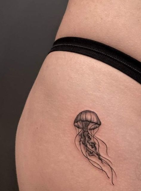 42 Tattoo, Tato Minimal, 16 Tattoo, Bauch Tattoos, Jellyfish Tattoo, Tato Lengan, Petite Tattoos, Discreet Tattoos, Subtle Tattoos