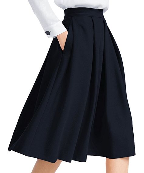 Sabine  Skirt Option High Waisted A Line Skirt, Pola Rok, Rok Midi, Prom Skirt, Midi Skirt With Pockets, Full Midi Skirt, Pleated Skirt Dress, Rock Outfit, Black Midi Skirt