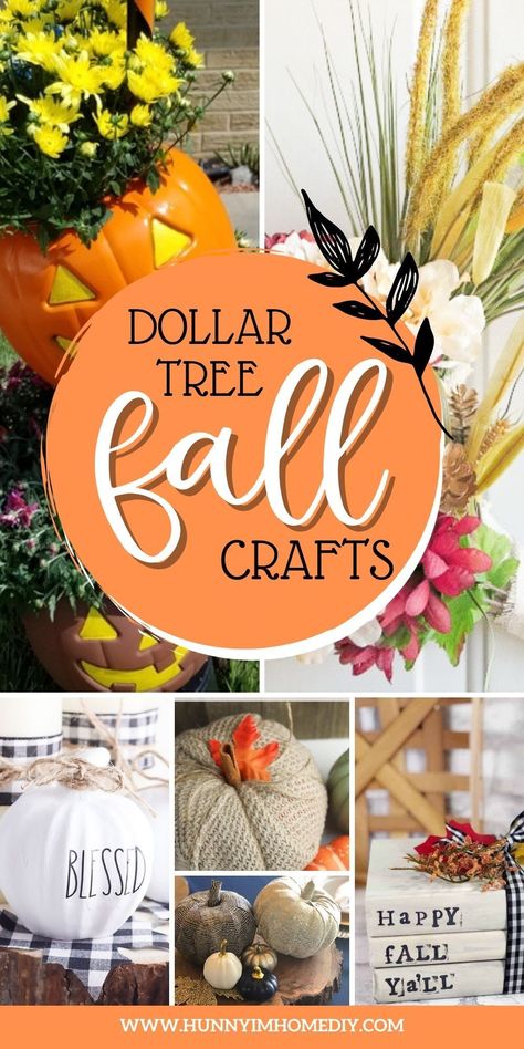 You'll love all these Dollar Tree fall crafts! From DIY decor ideas, like wreaths and garlands, to simple outdoor decorations for your front porch, these DIY projects are the perfect way to celebrate autumn. Grab your supplies from the dollar store and make these easy crafts for adults and kids today. Dollar Tree Fall Crafts, Dollar Store Fall Crafts Diy, Diy Dollar Tree Fall Decor, Dollar Tree Fall Decor Diy, Easy Diy Fall Decor, Fall Crafts For Adults, Fall Decor Diy Crafts, Fall Decor Dollar Tree, Easy Fall Decor