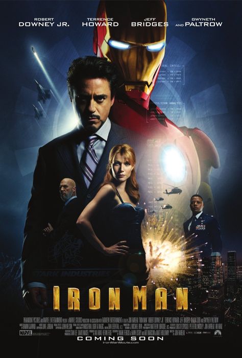 Iron Man (2008) Iron Man Movie Poster, Iron Man Poster, Iron Men 1, Iron Man 2008, Action Movie Poster, Iron Man Movie, Robert Downey Jr., Iron Man Wallpaper, Stark Industries