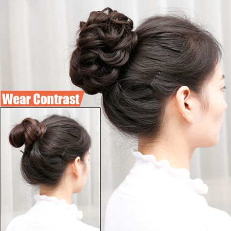 Synthetic Curly Bun Hair Hairpiece With Rubber Band Messy Bun Ponytail Hair Extension Fluffy Hair Chignon Updo, Messy Hair Bun, Curly Color, Curly Bun, Messy Ponytail, Ponytail Hair Extensions, Messy Bun Hairstyles, Bun Hair, Synthetic Hair Extensions