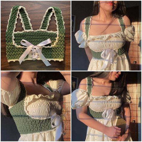 How To Crochet In A Round, Crochet Patterns Corset, Crochet Corset Waist Belt, Free Corset Crochet Pattern, Underbust Crochet Corset Pattern, Crochet For Hot Weather, Crochet Projects Alternative, Crochet Hip Bag Free Pattern, How To Crochet A Corset