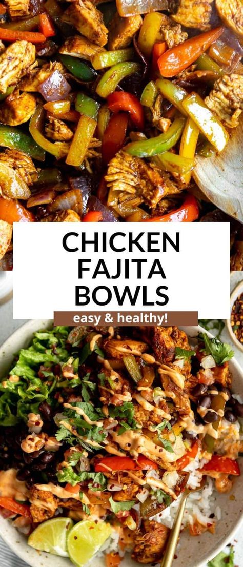 Chicken Fajita Burrito, Fajita Burrito, Fajita Chicken, Fajita Bowls, Healthy Bowls Recipes, Chicken Veggies, Favorite Dinner, Burrito Bowls, Lime Rice