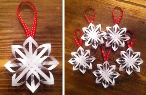 How to Make a Star Christmas Tree Ornament - Step by Step Homemade Paper Crafts: Homemade Christmas Decorations, Star Snowflake, Christmas Paper Crafts, Navidad Diy, Paper Ornaments, Paper Snowflakes, Snowflake Ornaments, Noel Christmas, E Card