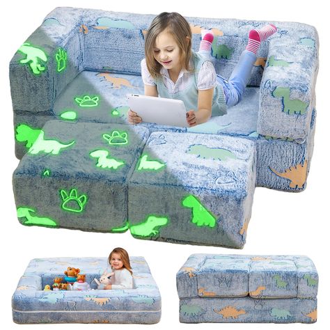 PRICES MAY VARY. 🚀【Magical Glow-In-The-Dark Kids Couch】-Simply place the play couch set under a bright light or sunlight for 10-15 minutes and turn off the light or bring it to a dark room to see the magic glow of the beautiful night sky and its stars.The brighter the light shines, the stronger it glows in the dark. The luminous design adds a touch of magic to playtime, creating a mesmerizing environment that captivates children's attention. An ideal gift for birthdays, Christmas, and baby show Baby Recliner, Toddler Couch, Baby Couch, Toddler Sofa, Toddler Bed Girl, Kids Sofa Chair, Baby Sofa, Kids Couch, Play Couch