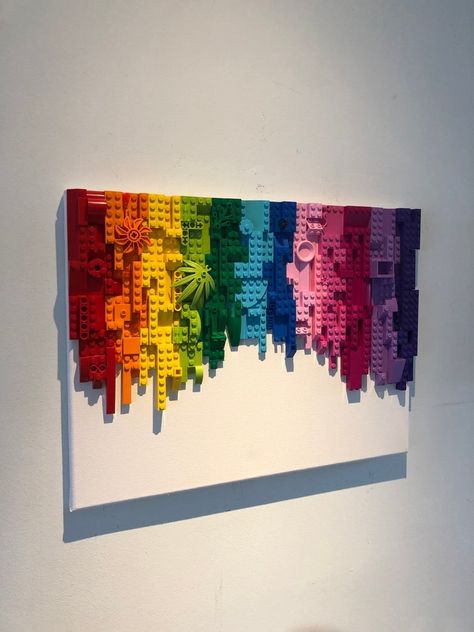 Gummy Art, Lego Wall Art, Lego Room Decor, Brick Mosaic, Lego Mosaic, Wall Art Rainbow, Lego Wall, Lego Diy, Amazing Lego Creations