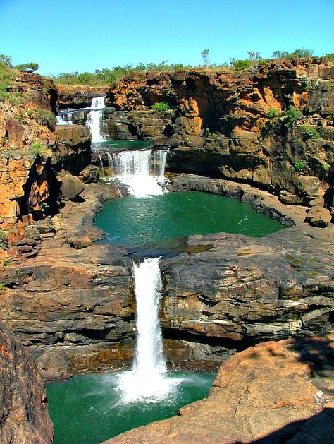 Mitchell Falls, Western Australia - Tomorrow we start our 1 year road trip around Oz. Visit the blog! Western Australia Travel, Beautiful Waterfalls, Incredible Places, Hobart, Beautiful Places To Visit, Australia Travel, Places Around The World, Western Australia, Wonderful Places