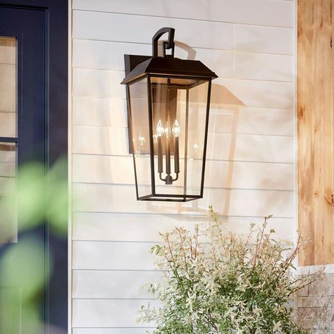 Mathus 3 Light Outdoor Wall Light Olde Bronze Cottage Exterior Lighting, Exterior Sconces Front Door, Brass Outdoor Lighting, Outdoor Garage Lights, Craftsman Lighting, Porch Light Fixtures, Front Door Lighting, Front Porch Lighting, Exterior Inspiration