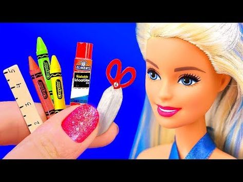 Miniature School Supplies, Hacks School, Barbie Hacks, Escuela Diy, Miniature School, Barbie Diy Accessories, Accessoires Barbie, Diy Miniatures, Barbie Miniatures