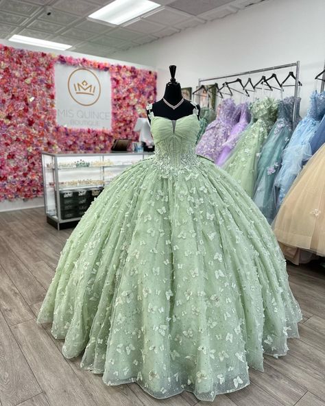 Sage quinceañera dress Tinkerbell Sweet 16 Dress, Light Green And Gold Quinceanera Dresses, Sage Sweet 16 Dress, Sage Green Dress Quinceanera, Sage Green And Gold Quinceanera Dresses, Sage Green Quinceanera Dresses Mexican, Sage Quinceanera Dress, Quinceanera Dresses Sage Green, Sage Green Quince Dress