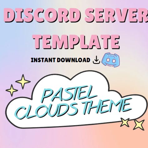 Discord Server Template, Kawaii Clouds, Kawaii Cloud, Cloud Theme, Pastel Clouds, Free Banner, Banner Images, Templates Free Download, My Themes