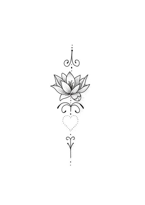 Back Tattoos Lotus, Cute Small Back Tattoos, Lotus Sternum Tattoo Women, Lotus Flower Tattoo Stencil, Lotus Spine Tattoo, Tattoos In Between Breast, Lotus Flower Tattoo Back, Sternum Tattoo Lotus, Lotus Blossom Tattoos