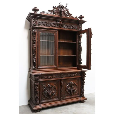 French Renaissance Cabinet in Carved Oak, 1870a | Chairish Ornate Cabinet, Victorian Home Decor, Forest Style, Floral Decorations, The Cabinet, Cozy Room Decor, Household Furniture, Gothic Home Decor, French Furniture