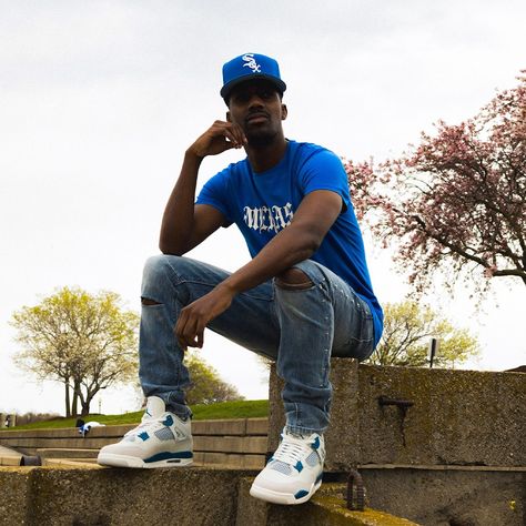 Iconic vibes meet timeless style! 🔥Air Jordan 4 Retro Military Blue, paired flawlessly with a @starterofficial Chicago White Sox Leather Jacket and @neweracap Hat. Releasing on May 4th, and our raffle is officially live on the website. Don't wait – enter now! Link in bio. 🔗⁠ ⁠ #AirJordan4 #MilitaryBlue #SneakerDrop #May4 #RaffleReady #SneakerRaffle #KickGame #Sneakerhead #FreshSneakers #SneakerLove #SneakerLife #SneakerCommunity #SneakerCulture #SneakerFreak #SneakerHype #SneakerCollector #Sn... Jordan 4 Military Blue Outfit, Jordan 4 Fits, Blue Outfit Men, Jordan Retro 4, May 4th, Dope Fits, Fresh Sneakers, Retro 4, Jordan 4 Retro