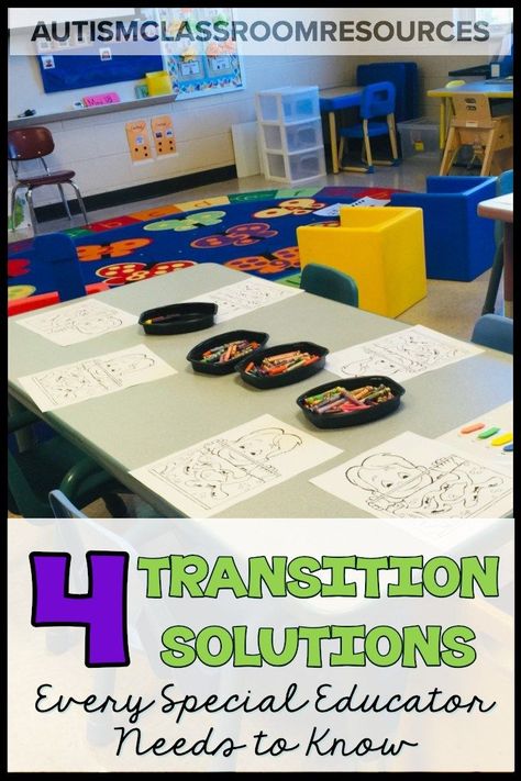 Do you struggle with transitions in your special ed classroom? Have you ever been running the classroom and the activity is going really well? And then you go to transition to the next activity and it falls apart? This post has got you covered! Check out this post for 4 solutions for common transition problems that get you off track. #specialeducation #classroommanagement Calming Special Education Classroom, Kindergarten Special Ed Activities, Special Ed Preschool Activities, Special Ed Preschool, Special Ed Classroom, Workshop Setup, Preschool Transitions, Ed Classroom, Pt School