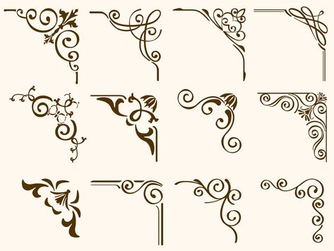 Ornamental Corner, Marco Vintage, Decorative Corner, Retro Crafts, Page Decoration, Frame Border Design, Vintage Borders, Monogram Logo Design, Corner Design