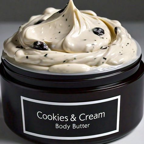 Treat Your Skin To The Sweetest Indulgence With Our Cookies And Cream Body Butter Body Cream. This Luxurious Blend Of Natural Ingredients Deeply Nourishes And Moisturizes, Leaving Your Skin Feeling Soft, Smooth, And Supple. Key Ingredients: Shea Butter: Hydrates And Repairs Dry Skin Cocoa Butter: Rich In Antioxidants, Improves Skin Elasticity Carrier Oils: Balances Skin's Natural Moisture Levels, Soothes And Calms Irritated Skin, And Protects Against Environmental Stressors Benefits: Long-Lastin Edible Body Butter, Body Cream Packaging, Body Butter Packaging, Butter Body Cream, Candle Branding, Cream Body, Body Butters, Perfume Lover, Rough Skin