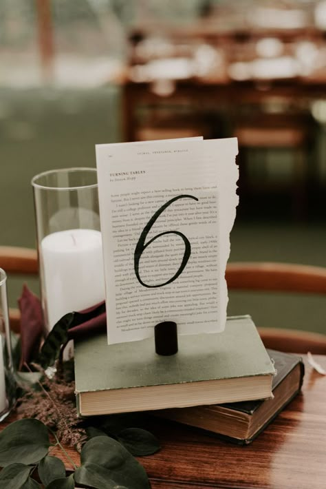 Boho Summer Wedding, Unique Table Numbers, Book Centerpieces, Book Themed Wedding, Literary Wedding, Table Garland, Library Wedding, Book Table, Future Wedding Plans