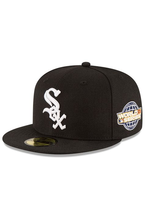 New Era Chicago White Sox 2005 World Series Wool 5950 Fitted Hat - Zamage Fitted Hats Aesthetic, Custom Fitted Hats, Swag Hats, Black Chicago, Dope Hats, Cubs Hat, Hat Aesthetic, 59fifty Hats, New Era Fitted