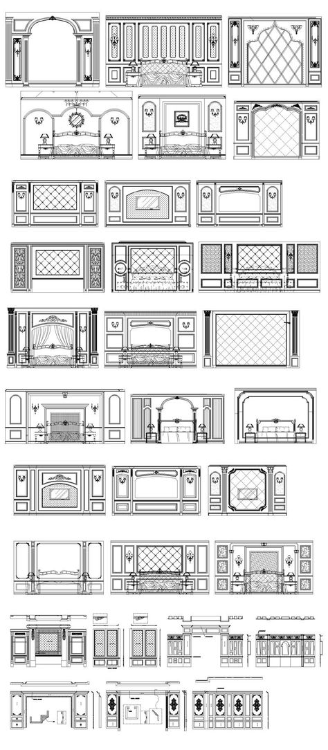 ★【Interior design Neoclassical wall design V2】All kinds of Neoclassica – CAD Design | Free CAD Blocks,Drawings,Details Bedroom Design New Classic, Neoclassical Wall Panelling, Neoclassical Wall Design, Wall Modeling Design, Neoclassical Ceiling Design, Neoclassic Wall Design, Royal Wall Design, Neo Classic Wall Design, Classic Wall Design Interiors