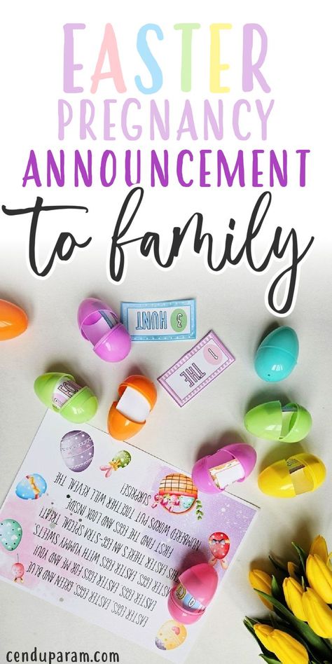 Easter eggs with notes inside for Easter pregnancy anouncement to family fun surprise Easter Pregnancy Announcement To Family, Pregnancy Announcement Scavenger Hunt, Easter Pregnancy Announcement Ideas, Spring Pregnancy Announcement Ideas, Easter Pregnancy Reveal, Pregnancy Announcement To Family, Pregancy Announcement, 2nd Pregnancy Announcements, Spring Pregnancy Announcement