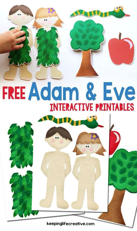 Make Bible learning fun and interactive with colorful FREE Adam and Eve scripture story printables. Many other Bible stories also available for your flannel board or magnet board! Free Sunday School Printables, Adam And Eve Craft, Adam And Eve Story, Adam And Eve Bible, Toddler Bible Lessons, Sunday School Printables, Memorize Scripture, Toddler Bible, Preschool Bible Lessons