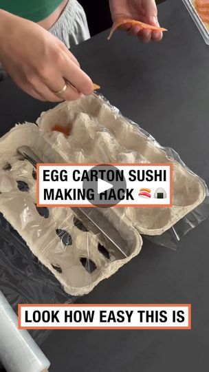 5.4M views · 16K reactions | The perfect sushi casing! 🍣 | FOODbible | FOODbible · Original audio Sushi Egg Carton, Egg Sushi Recipe, Sushi With Egg, Sushi In Egg Carton, Sushi Hacks, Sushi Platter, Meals Easy, Sushi Recipes, Egg Carton