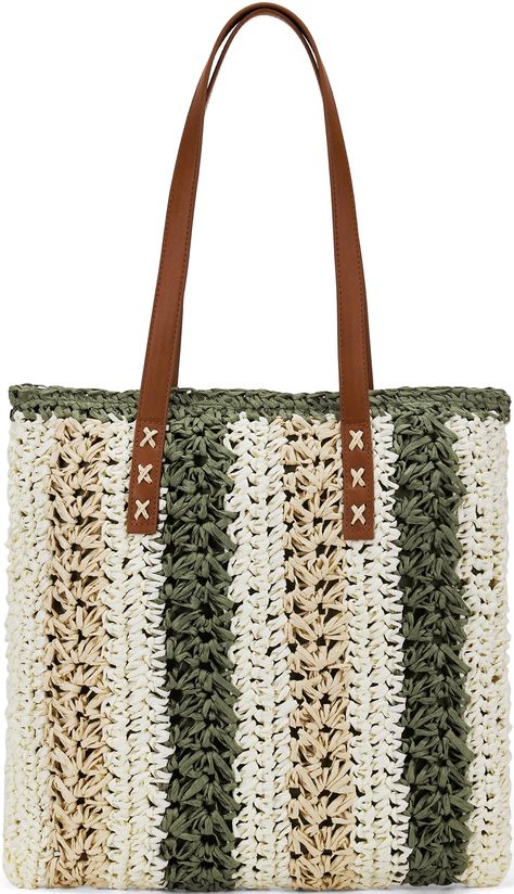 PRICES MAY VARY. STRAW TOTE BAG: Woven beach bags for women out simple stylish color clashing design, precise and soft straw fabric, comfortable handbag, its exquisite design and stunning classic appearance will attract many people's attention. PREMIUM MATERIAL: New style straw beach bags for women vacation suitable for going out in summer, made of soft straw woven fabric, stylish and strong,it is a must-have for swimming at the beach or indoor parties. LARGE CAPACITY: Straw bag for women Easy t Crocheting Bag, Woven Beach Bags, Women Vacation, Mesh Beach Bags, Wicker Purse, Aesthetic Tote Bag, Straw Beach Bag, Straw Tote Bag, Purse Gift