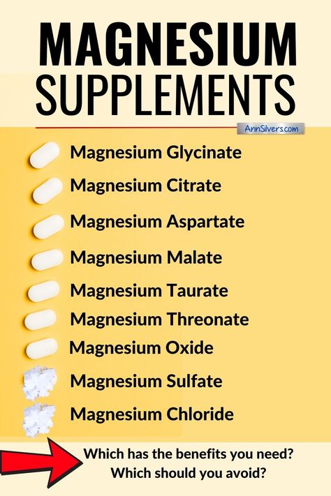 Image of magnesium supplements on a yellow background. Pills and powder are listed next to magnesium types like glycinate and citrate. An arrow points to text asking which to choose or avoid. Wellbeing Tips, Wellness Guide, Nutrition And Mental Health, Integrative Medicine, Mood Boost, Emotional Wellbeing, Brain Health, Health Nutrition, Physical Health