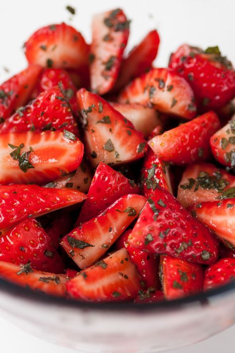 Balsamic vinegar and strawberries are a match made in heaven, and this simple dish makes a great accompaniment to lots of summer desserts Macerated Strawberries, Strawberry Balsamic, Great British Chefs, Strawberry Mint, A Match Made In Heaven, Balsamic Glaze, Drink Ideas, Match Made In Heaven, Strawberry Recipes