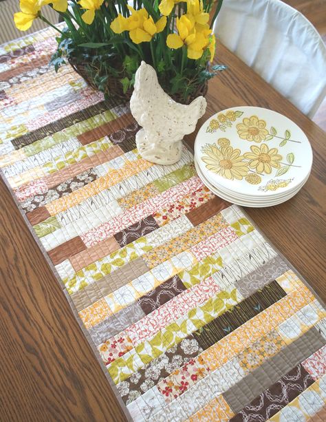 Stacked Strips Table Runner — Sharon Holland Designs Quilting Digest, Patchwork Table Runner, Irish Chain Quilt, Quilted Table Runners Patterns, Quilted Table Toppers, Jellyroll Quilts, Table Runner And Placemats, Strip Quilts, Table Runner Pattern